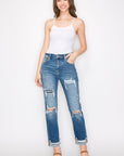 Artemis Vintage |Mesh Tummy Control High Rise Straight With Single Cuff Jeans - My Pampered Life Seattle
