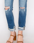 Artemis Vintage |Mesh Tummy Control High Rise Straight With Single Cuff Jeans - My Pampered Life Seattle