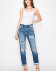 Artemis Vintage |Mesh Tummy Control High Rise Straight With Single Cuff Jeans - My Pampered Life Seattle