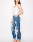 Artemis Vintage |Mesh Tummy Control High Rise Straight With Single Cuff Jeans - My Pampered Life Seattle