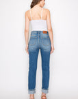 Artemis Vintage |Mesh Tummy Control High Rise Straight With Single Cuff Jeans - My Pampered Life Seattle