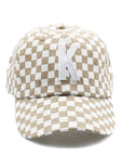 Tan Checker Baseball Hat