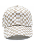 Tan Checker Smiley Face Hat