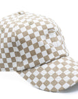 Tan Checker Smiley Face Hat