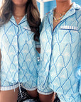 Blue Palms - Short Sleeve Pajama Set - My Pampered Life Seattle