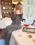 Black Stripe Bamboo Pajama Set - My Pampered Life Seattle