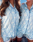 Blue Palms - Short Sleeve Pajama Set - My Pampered Life Seattle