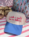 I Wish I Could Live in Bikinis - Periwinkle Vintage Trucker Hat - My Pampered Life Seattle