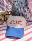 I Wish I Could Live in Bikinis - Periwinkle Vintage Trucker Hat - My Pampered Life Seattle