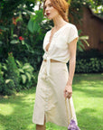 ULURU Button-down Skirt In Off-white