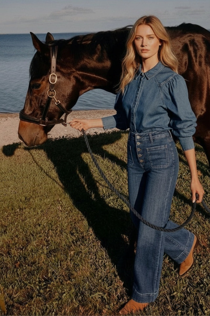 Holly High Rise Patch Pocket Flare Jeans | Dark Wash
