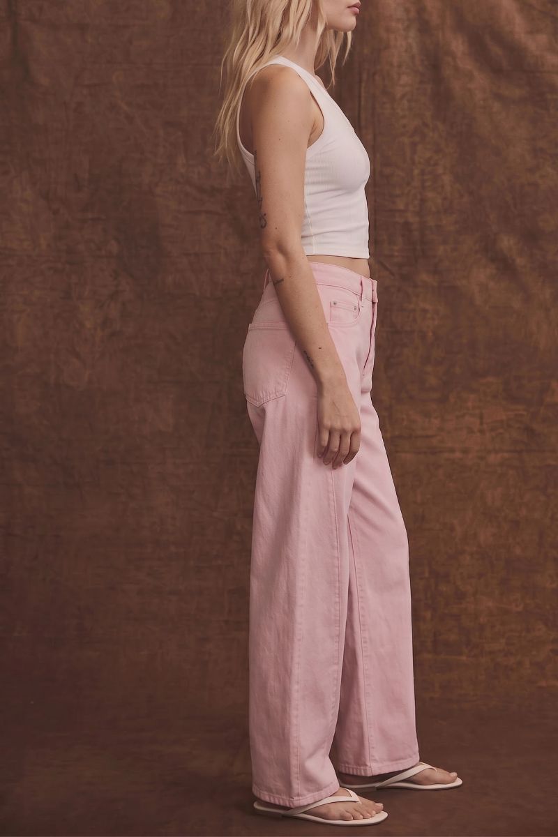 Serafina Pink High Rise Barrel Jeans