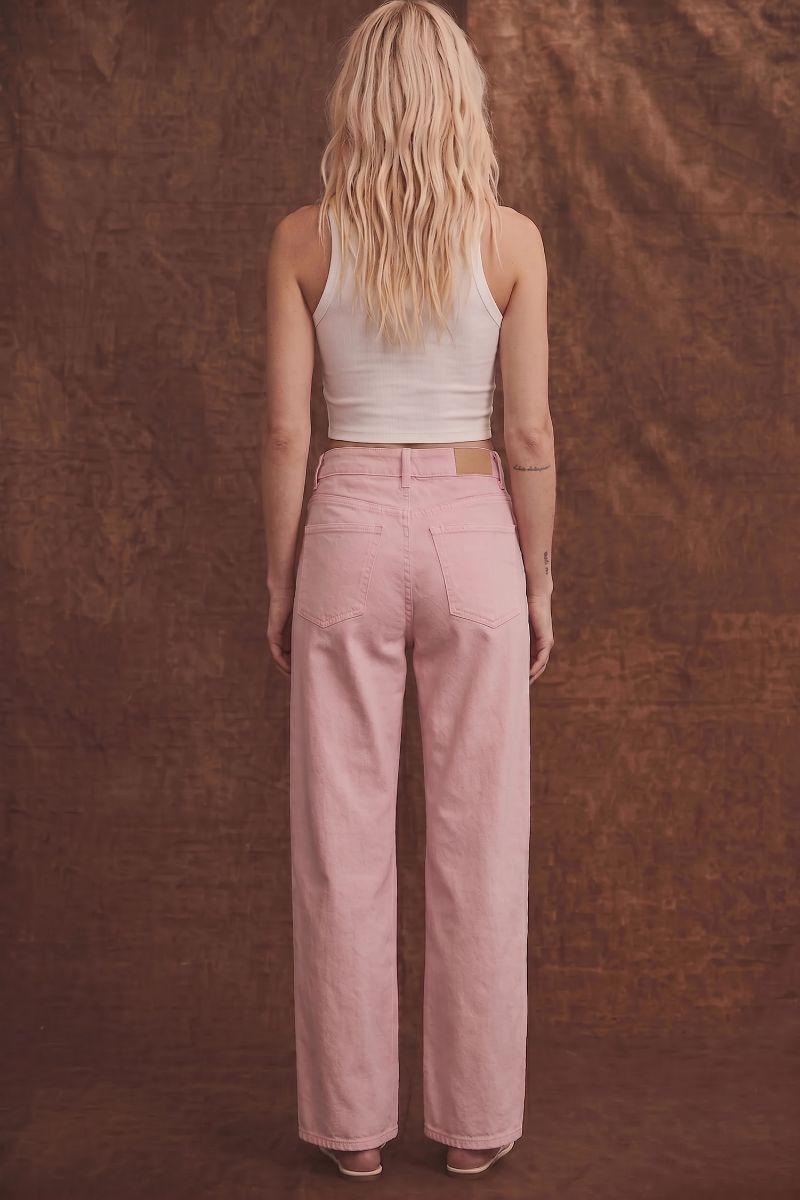 Serafina Pink High Rise Barrel Jeans