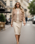 Judy Sherpa Jacket with Braided Ribbon Trim