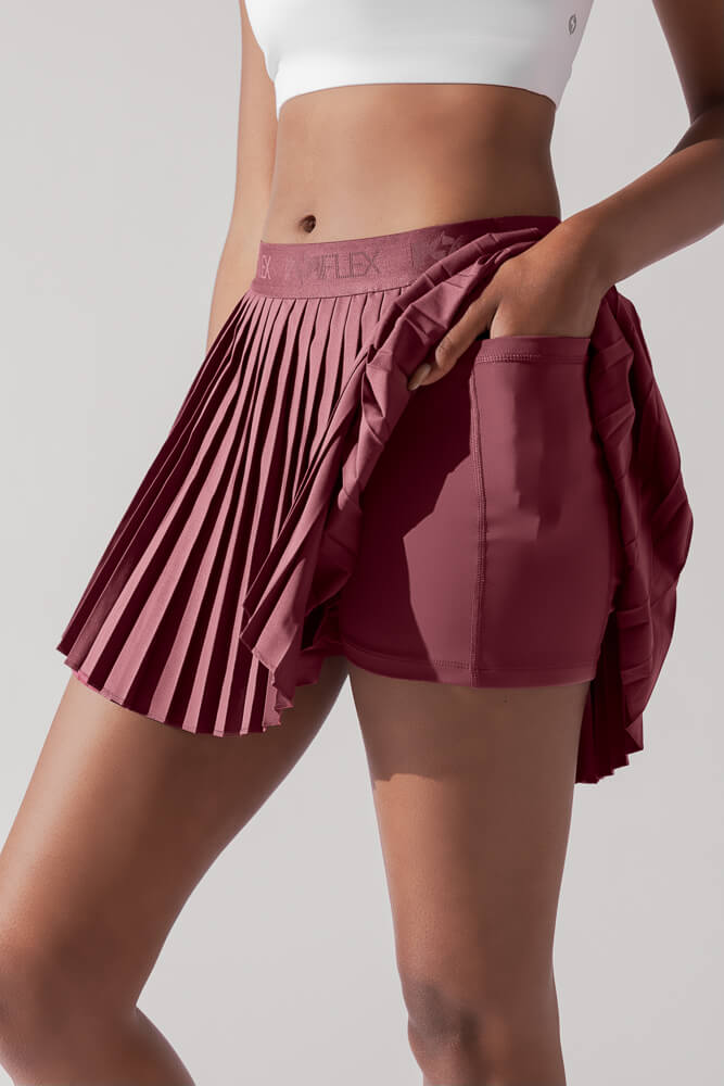 POPFLEX Full Size Ace ‘em Pleated Skort - Desert Rose