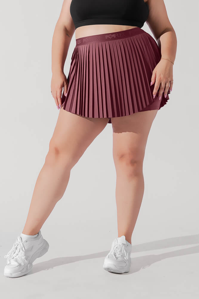 POPFLEX Full Size Ace ‘em Pleated Skort - Desert Rose