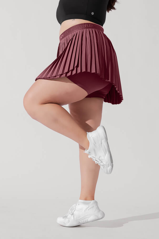 POPFLEX Full Size Ace ‘em Pleated Skort - Desert Rose