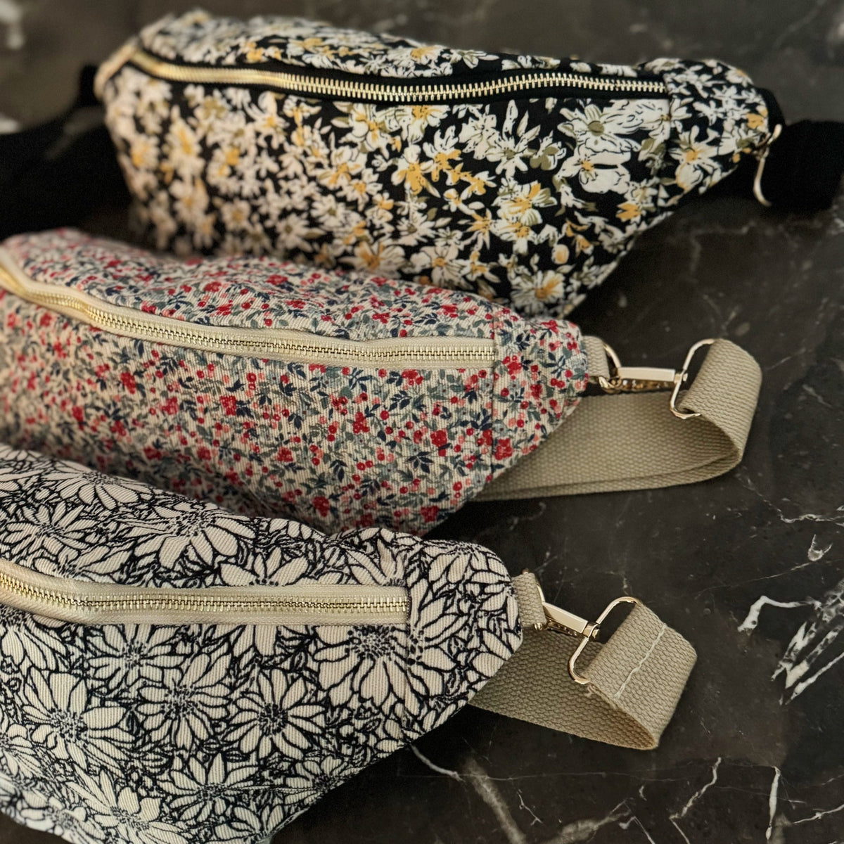 Vintage Floral Wide-Strap Sling Bag