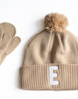 Tan Smiley Pom Pom Hat