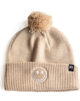 Tan Smiley Pom Pom Hat