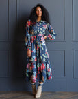 Wheatland Navy Floral Maxi Dress