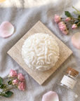Rose Blossom Sculpture Candle – Hand-Poured Soy Wax | Ivory & Rose Pink