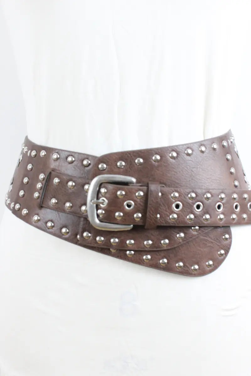 Studded Western Wide Belt – Vintage Cowboy Statement Belt