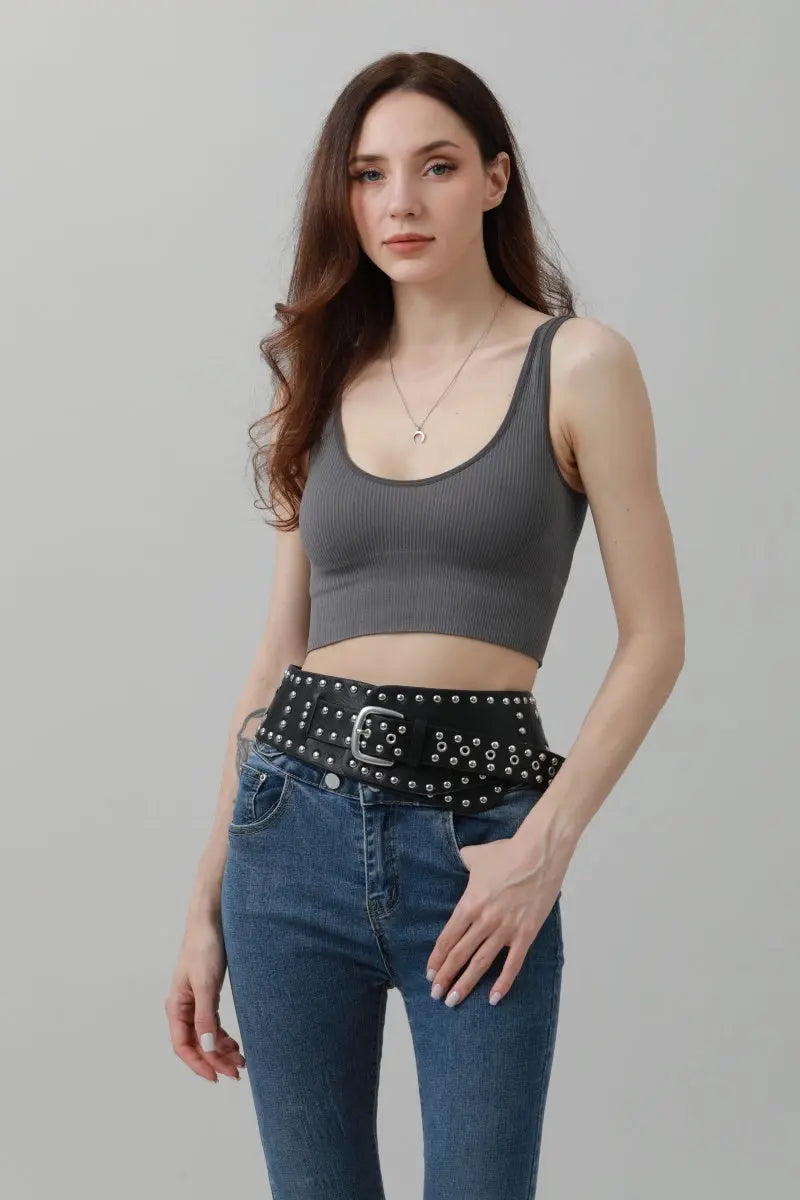 Studded Western Wide Belt – Vintage Cowboy Statement Belt