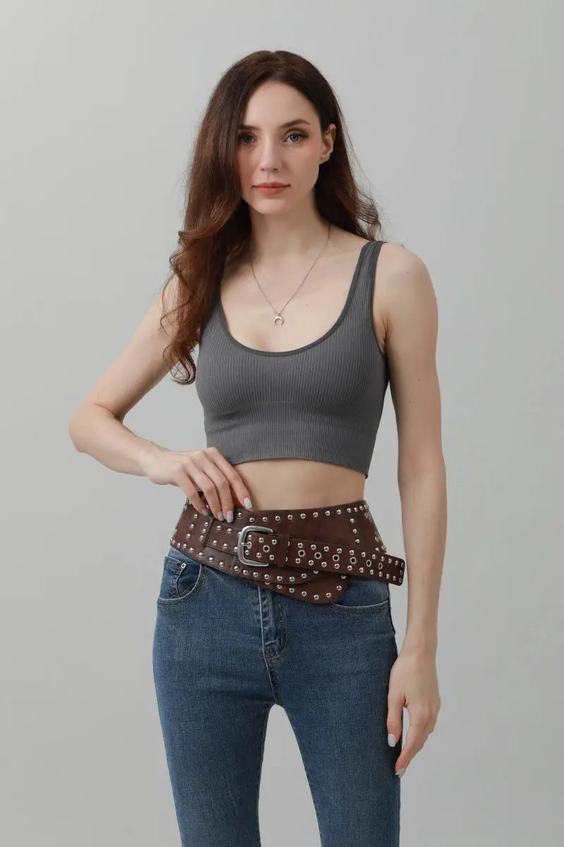 Studded Western Wide Belt – Vintage Cowboy Statement Belt