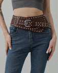 Studded Western Wide Belt – Vintage Cowboy Statement Belt