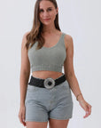Bohemian Stone Buckle Wide Belt – Vintage Western Style