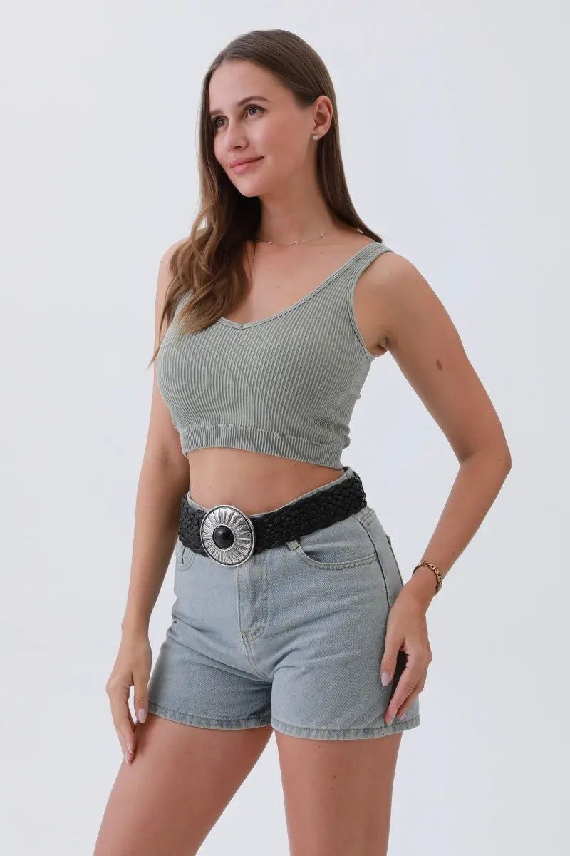 Bohemian Stone Buckle Wide Belt – Vintage Western Style