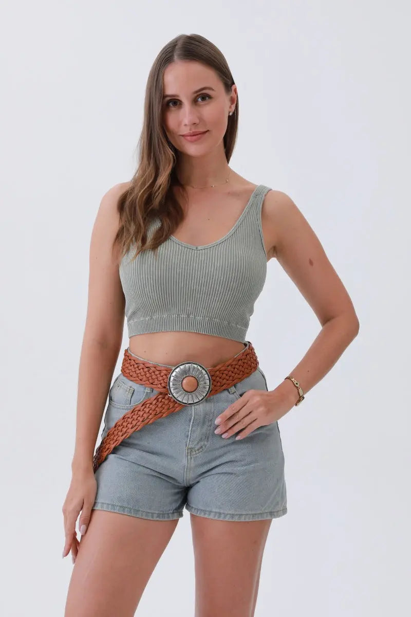 Bohemian Stone Buckle Wide Belt – Vintage Western Style