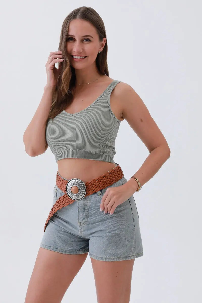 Bohemian Stone Buckle Wide Belt – Vintage Western Style