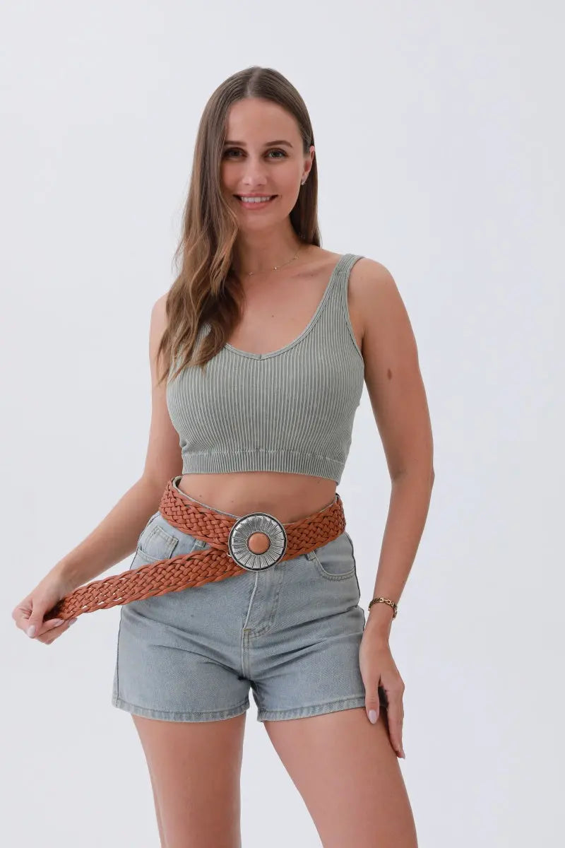 Bohemian Stone Buckle Wide Belt – Vintage Western Style