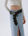 Vintage Leaf Studded Western Belt