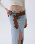 Vintage Leaf Studded Western Belt