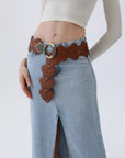 Vintage Leaf Studded Western Belt