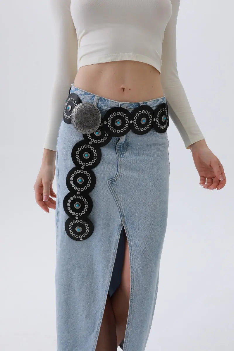 Turquoise Disc Western Belt