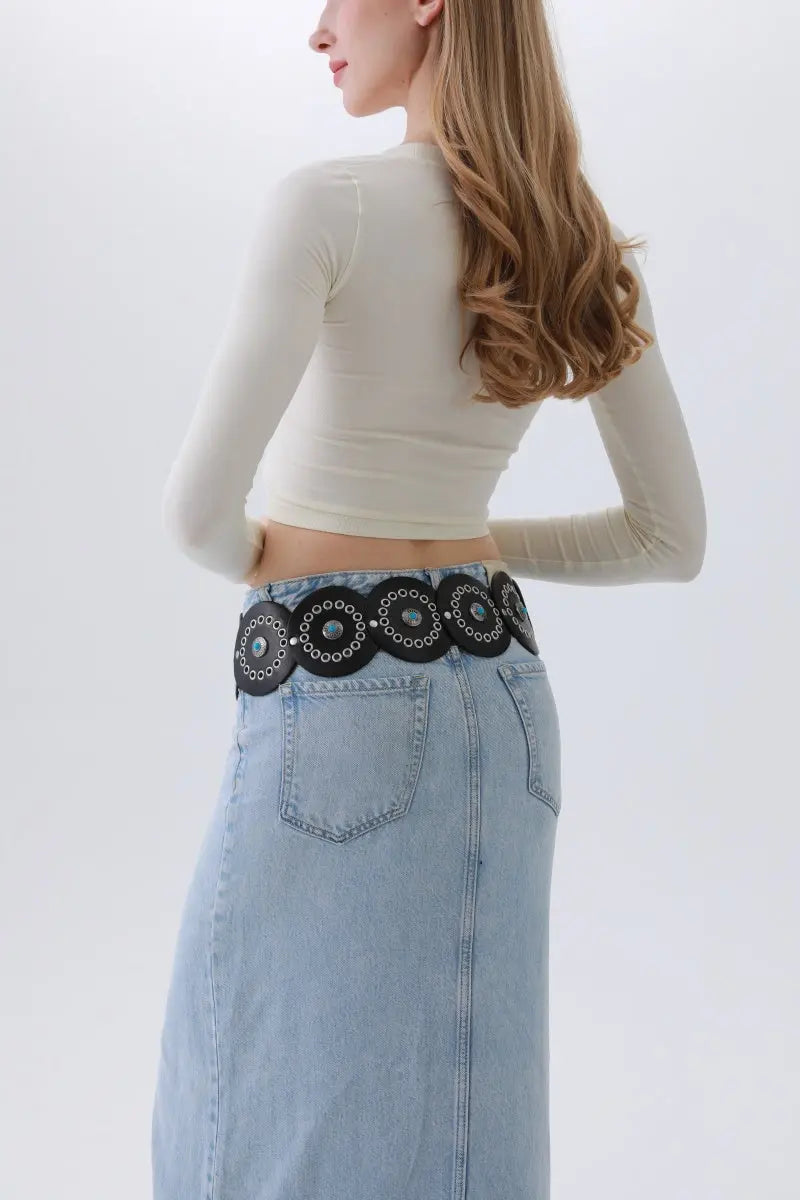 Turquoise Disc Western Belt