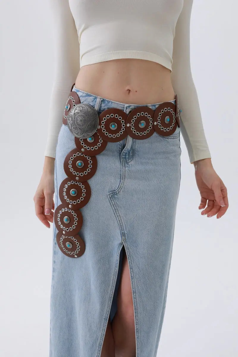 Turquoise Disc Western Belt