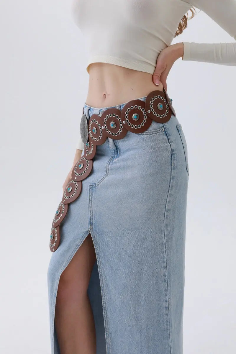 Turquoise Disc Western Belt