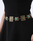 Western Turquoise Concho Chain Belt