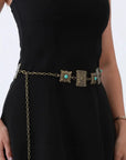Western Turquoise Concho Chain Belt