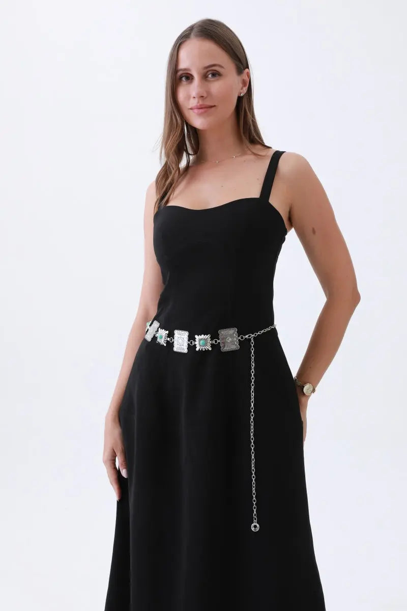Western Turquoise Concho Chain Belt