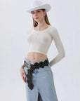 Vintage Leaf Studded Western Belt