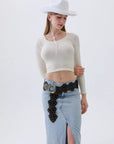 Vintage Leaf Studded Western Belt