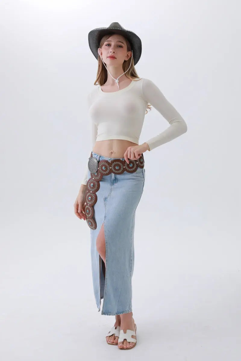 Turquoise Disc Western Belt