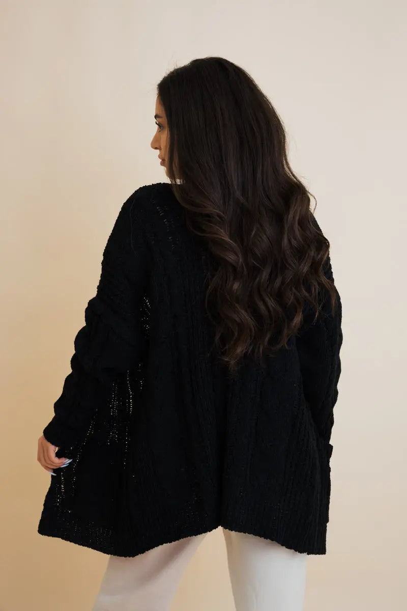 Cable Knit Open Front Cardigan