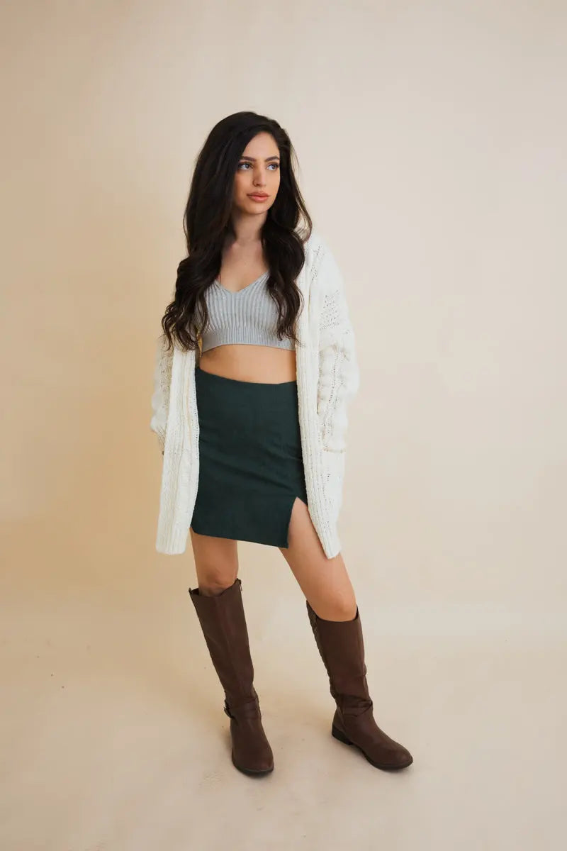 Cable Knit Open Front Cardigan